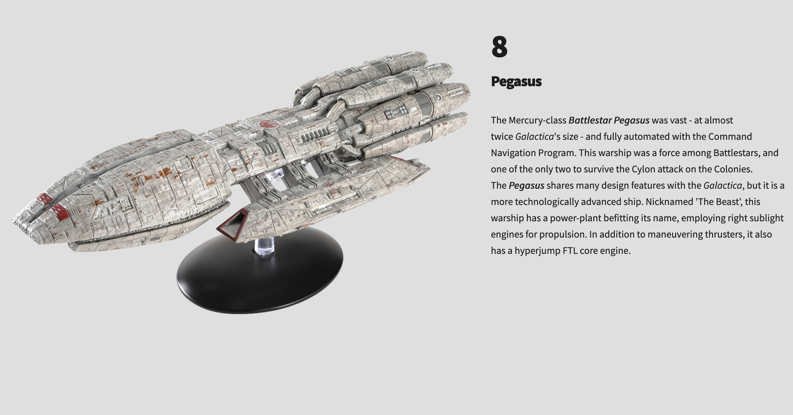 Eaglemoss Battlestar Galactica Pegasus Ship with Collector Magazine #8 In Stock